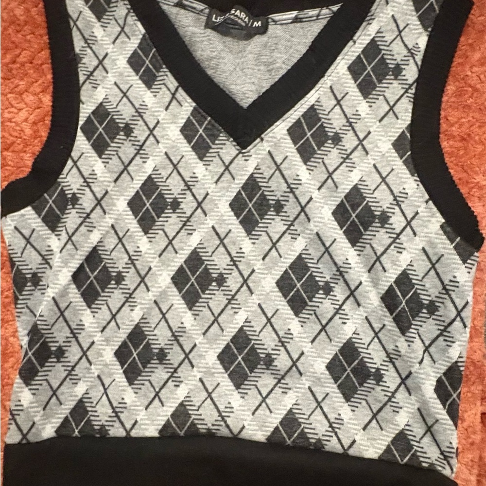 Gray and Black Argyle Sweater Vest